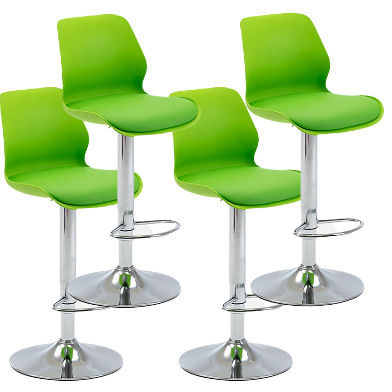 Height Adjustable Leather Barstool Industrial Counter Stool with Backrest Green Silver 4 Piece Set Clearhalo 'Bar Furniture' 'Bar Stools' 'bar_stools' 'furn' 'furn_bar_stools' 'furniture_bar_stools' 'Kitchen & Dining Furniture' 'kitchen&dining_furn' 'kitchen' 'kitchen_furn' Furniture' 4656227