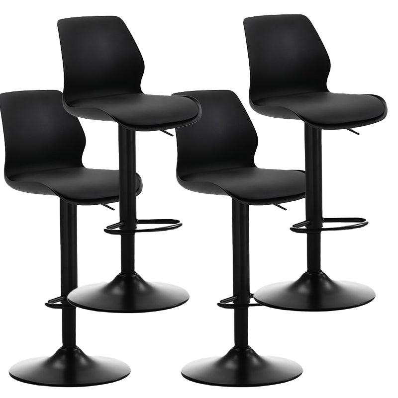 Height Adjustable Leather Barstool Industrial Counter Stool with Backrest Black Black 4 Piece Set Clearhalo 'Bar Furniture' 'Bar Stools' 'bar_stools' 'furn' 'furn_bar_stools' 'furniture_bar_stools' 'Kitchen & Dining Furniture' 'kitchen&dining_furn' 'kitchen' 'kitchen_furn' Furniture' 4656233