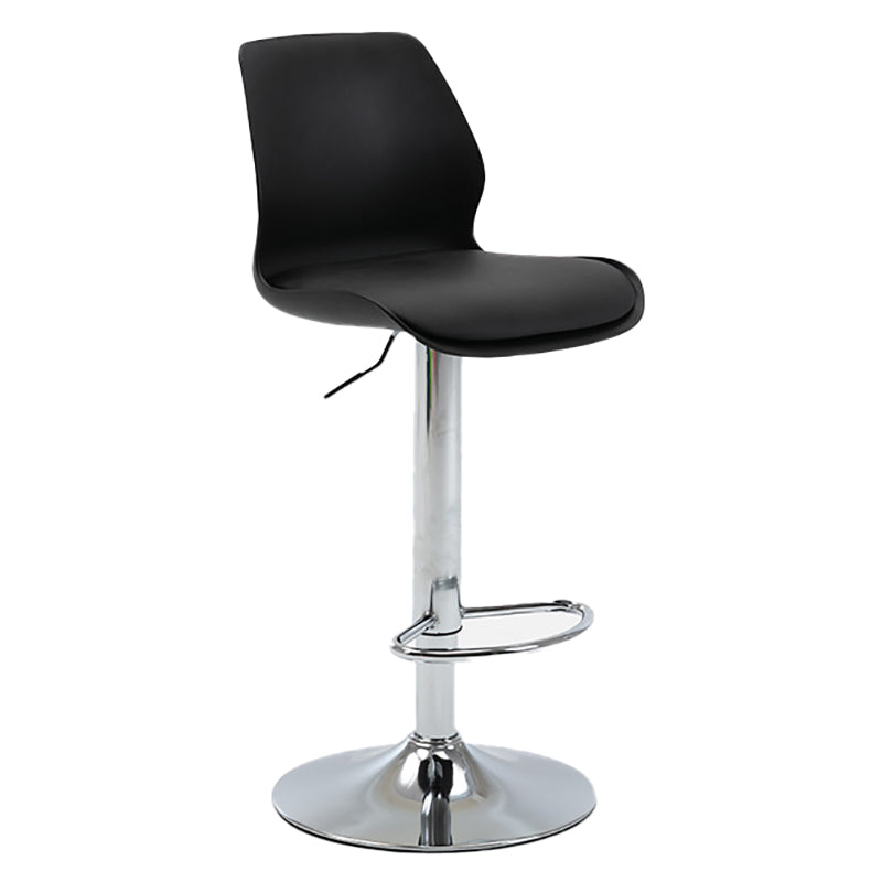 Height Adjustable Leather Barstool Industrial Counter Stool with Backrest Black Silver 1 Piece Clearhalo 'Bar Furniture' 'Bar Stools' 'bar_stools' 'furn' 'furn_bar_stools' 'furniture_bar_stools' 'Kitchen & Dining Furniture' 'kitchen&dining_furn' 'kitchen' 'kitchen_furn' Furniture' 4656238