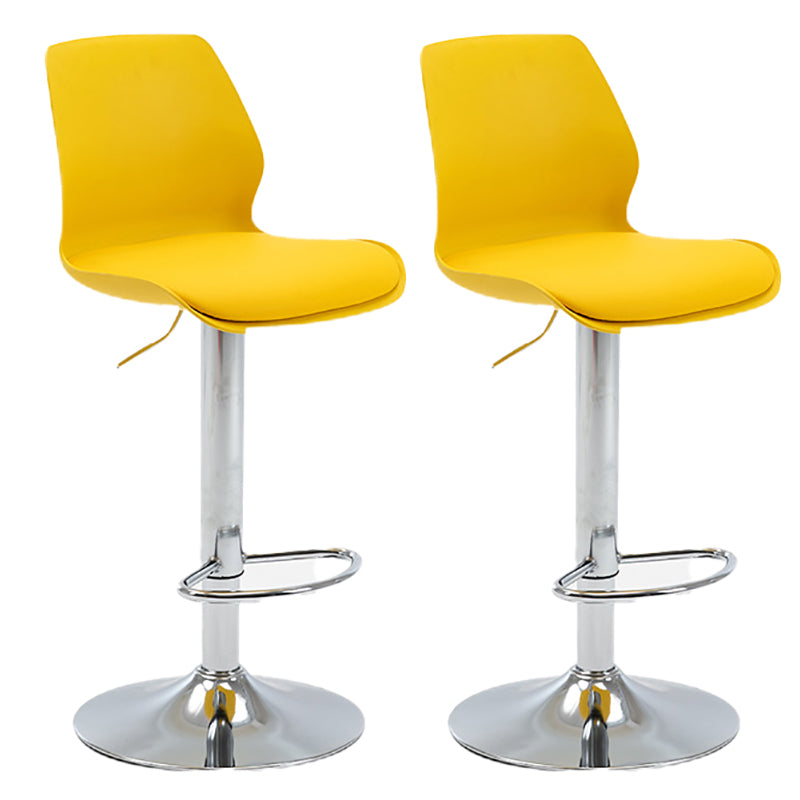 Height Adjustable Leather Barstool Industrial Counter Stool with Backrest Yellow Silver 2 Piece Set Clearhalo 'Bar Furniture' 'Bar Stools' 'bar_stools' 'furn' 'furn_bar_stools' 'furniture_bar_stools' 'Kitchen & Dining Furniture' 'kitchen&dining_furn' 'kitchen' 'kitchen_furn' Furniture' 4656240