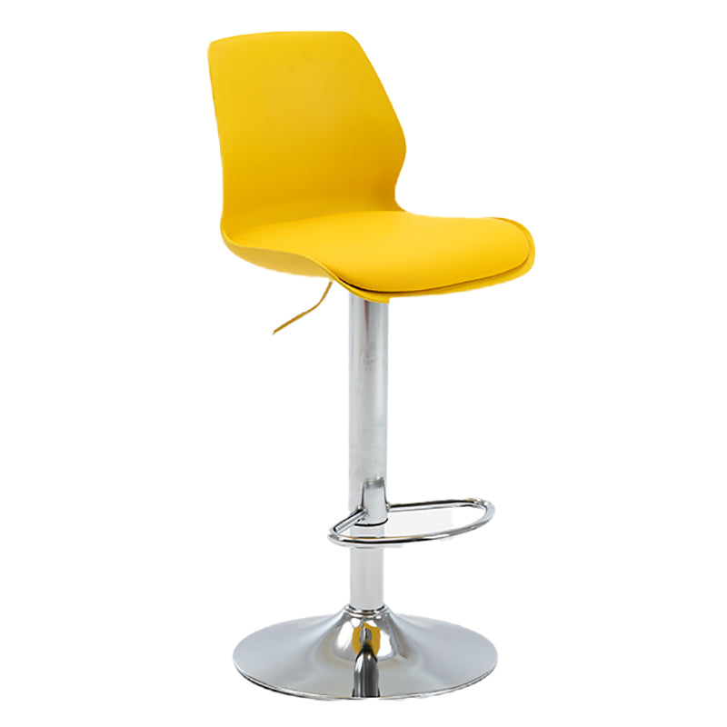 Height Adjustable Leather Barstool Industrial Counter Stool with Backrest Yellow Silver 1 Piece Clearhalo 'Bar Furniture' 'Bar Stools' 'bar_stools' 'furn' 'furn_bar_stools' 'furniture_bar_stools' 'Kitchen & Dining Furniture' 'kitchen&dining_furn' 'kitchen' 'kitchen_furn' Furniture' 4656241