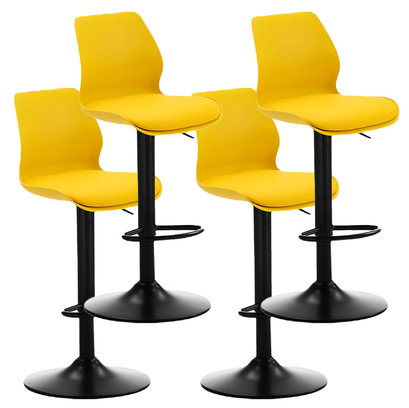 Height Adjustable Leather Barstool Industrial Counter Stool with Backrest Yellow Black 4 Piece Set Clearhalo 'Bar Furniture' 'Bar Stools' 'bar_stools' 'furn' 'furn_bar_stools' 'furniture_bar_stools' 'Kitchen & Dining Furniture' 'kitchen&dining_furn' 'kitchen' 'kitchen_furn' Furniture' 4656242