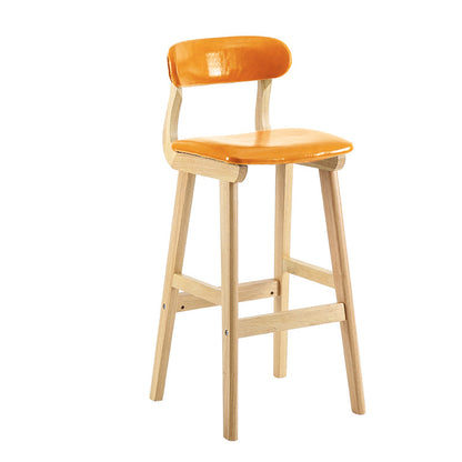Scandinavia Style Bar-stool Wooden Legs Leather Seat for Kitchen Bar Dark Brown 1 Piece Clearhalo 'Bar Furniture' 'Bar Stools' 'bar_stools' 'furn' 'furn_bar_stools' 'furniture_bar_stools' 'Kitchen & Dining Furniture' 'kitchen&dining_furn' 'kitchen' 'kitchen_furn' Furniture' 4656251