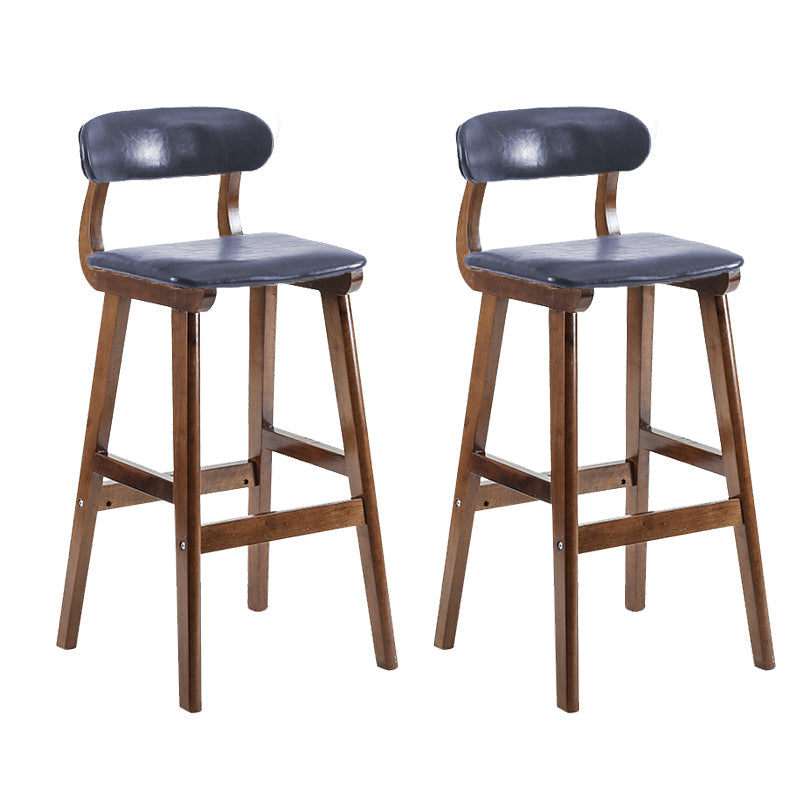 Scandinavia Style Bar-stool Wooden Legs Leather Seat for Kitchen Bar Dark Blue 2 Piece Set Clearhalo 'Bar Furniture' 'Bar Stools' 'bar_stools' 'furn' 'furn_bar_stools' 'furniture_bar_stools' 'Kitchen & Dining Furniture' 'kitchen&dining_furn' 'kitchen' 'kitchen_furn' Furniture' 4656256