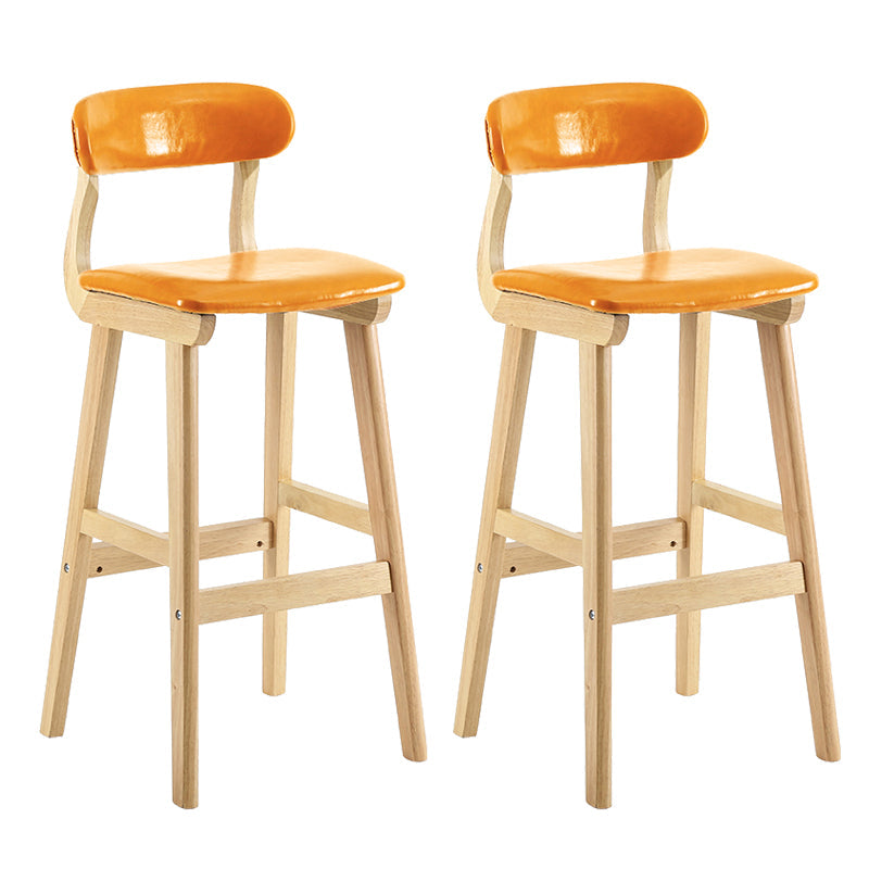 Scandinavia Style Bar-stool Wooden Legs Leather Seat for Kitchen Bar Dark Brown 2 Piece Set Clearhalo 'Bar Furniture' 'Bar Stools' 'bar_stools' 'furn' 'furn_bar_stools' 'furniture_bar_stools' 'Kitchen & Dining Furniture' 'kitchen&dining_furn' 'kitchen' 'kitchen_furn' Furniture' 4656260