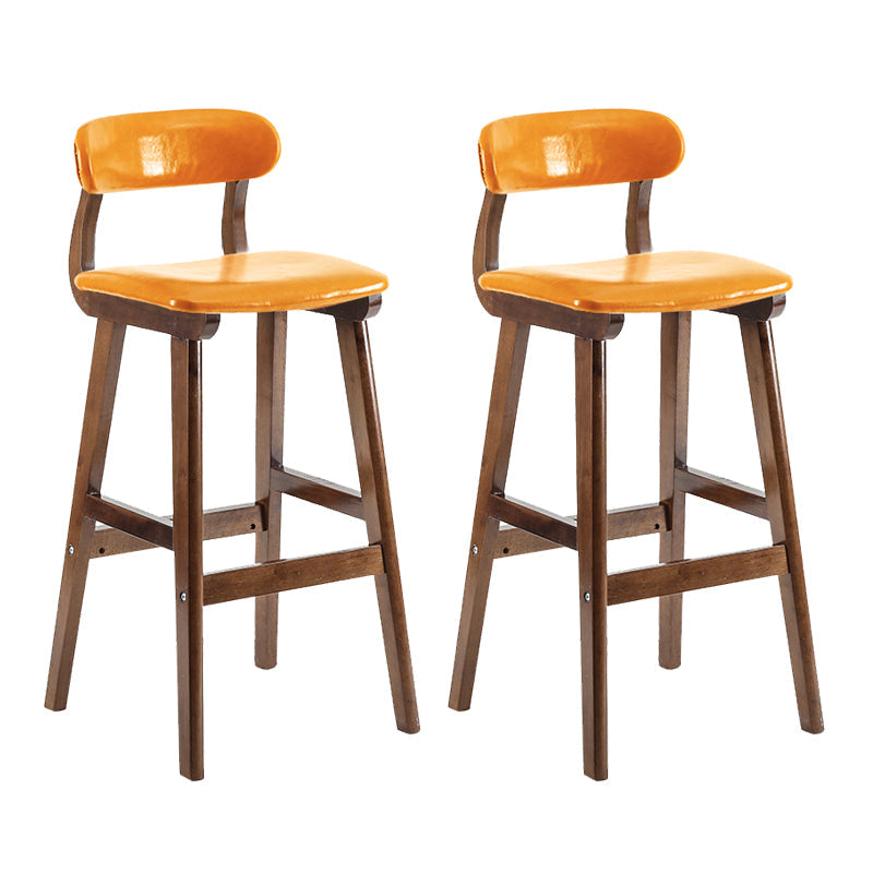 Scandinavia Style Bar-stool Wooden Legs Leather Seat for Kitchen Bar Red Brown 2 Piece Set Clearhalo 'Bar Furniture' 'Bar Stools' 'bar_stools' 'furn' 'furn_bar_stools' 'furniture_bar_stools' 'Kitchen & Dining Furniture' 'kitchen&dining_furn' 'kitchen' 'kitchen_furn' Furniture' 4656262