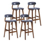 Scandinavia Style Bar-stool Wooden Legs Leather Seat for Kitchen Bar Dark Blue 4 Piece Set Clearhalo 'Bar Furniture' 'Bar Stools' 'bar_stools' 'furn' 'furn_bar_stools' 'furniture_bar_stools' 'Kitchen & Dining Furniture' 'kitchen&dining_furn' 'kitchen' 'kitchen_furn' Furniture' 4656263