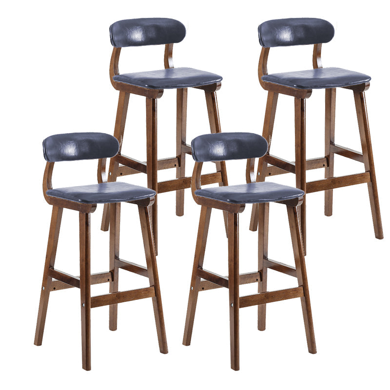 Scandinavia Style Bar-stool Wooden Legs Leather Seat for Kitchen Bar Dark Blue 4 Piece Set Clearhalo 'Bar Furniture' 'Bar Stools' 'bar_stools' 'furn' 'furn_bar_stools' 'furniture_bar_stools' 'Kitchen & Dining Furniture' 'kitchen&dining_furn' 'kitchen' 'kitchen_furn' Furniture' 4656263