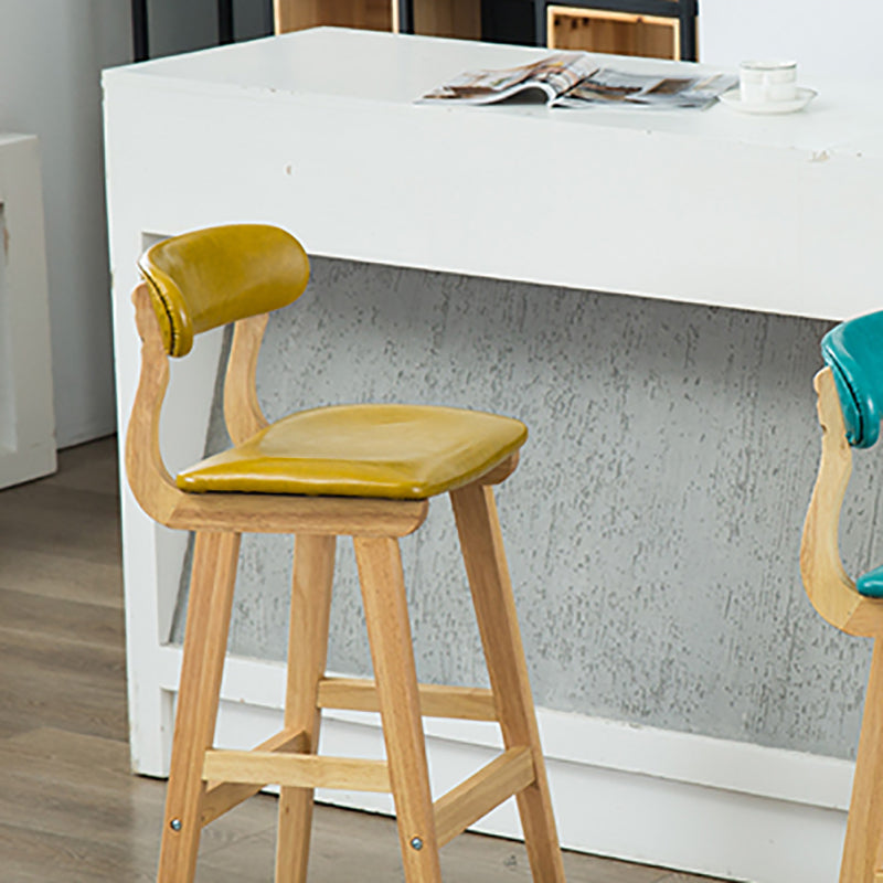 Scandinavia Style Bar-stool Wooden Legs Leather Seat for Kitchen Bar Clearhalo 'Bar Furniture' 'Bar Stools' 'bar_stools' 'furn' 'furn_bar_stools' 'furniture_bar_stools' 'Kitchen & Dining Furniture' 'kitchen&dining_furn' 'kitchen' 'kitchen_furn' Furniture' 4656264