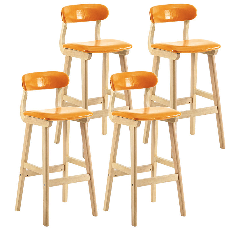Scandinavia Style Bar-stool Wooden Legs Leather Seat for Kitchen Bar Dark Brown 4 Piece Set Clearhalo 'Bar Furniture' 'Bar Stools' 'bar_stools' 'furn' 'furn_bar_stools' 'furniture_bar_stools' 'Kitchen & Dining Furniture' 'kitchen&dining_furn' 'kitchen' 'kitchen_furn' Furniture' 4656267