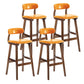 Scandinavia Style Bar-stool Wooden Legs Leather Seat for Kitchen Bar Red Brown 4 Piece Set Clearhalo 'Bar Furniture' 'Bar Stools' 'bar_stools' 'furn' 'furn_bar_stools' 'furniture_bar_stools' 'Kitchen & Dining Furniture' 'kitchen&dining_furn' 'kitchen' 'kitchen_furn' Furniture' 4656269