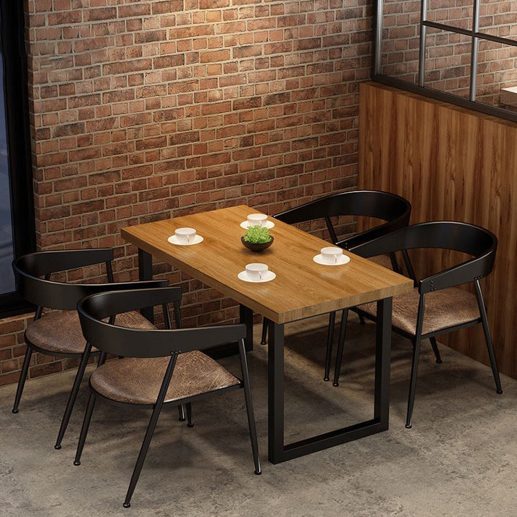 Industrial 1/2/5 Pieces Dining Room Set Solid Wood Top Dining Table Set 5 Pieces: Table, 4 Black Chairs Clearhalo 'Dining Room Sets' 'Dining Tables & Seating' 'dining_room_set' 'furn' 'furn_dining_room_set' 'Furniture' 'furniture_dining_room_set' 'Kitchen & Dining Furniture' 'kitchen&dining_furn' 'kitchen' 4656285