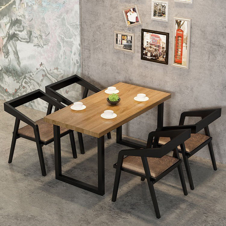 Industrial 1/2/5 Pieces Dining Room Set Solid Wood Top Dining Table Set 5 Pieces: Table, 4 Light Brown Chairs Clearhalo 'Dining Room Sets' 'Dining Tables & Seating' 'dining_room_set' 'furn' 'furn_dining_room_set' 'Furniture' 'furniture_dining_room_set' 'Kitchen & Dining Furniture' 'kitchen&dining_furn' 'kitchen' 4656286