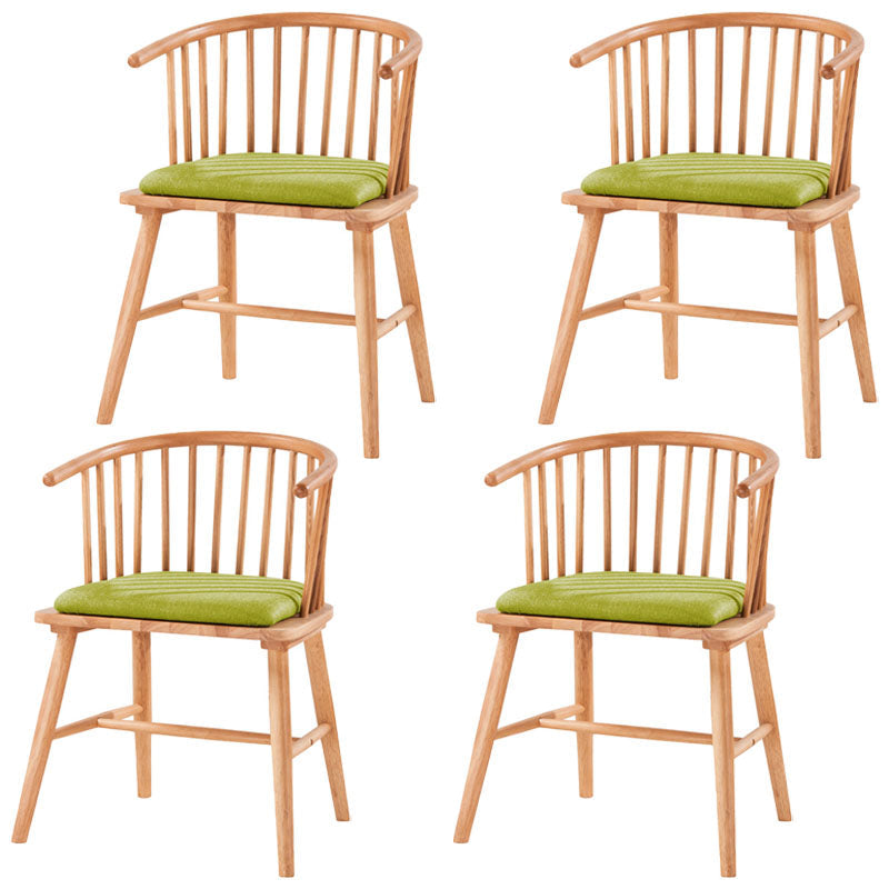 Modern Rubberwood Windsor Back Arm Chair Matte Finish Upholstered Dining Chair Light Green Natural Wood Set of 4 Clearhalo ' kitchen&dining_furn' 'Dining Chairs' 'Dining Tables & Seating' 'dining_chair' 'Furniture' 'furniture_dining_chair' 'Kitchen & Dining Furniture' 'kitchen' 4656306