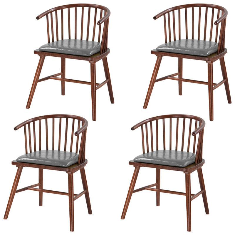 Modern Rubberwood Windsor Back Arm Chair Matte Finish Upholstered Dining Chair Grey Walnut Set of 4 Clearhalo ' kitchen&dining_furn' 'Dining Chairs' 'Dining Tables & Seating' 'dining_chair' 'Furniture' 'furniture_dining_chair' 'Kitchen & Dining Furniture' 'kitchen' 4656307