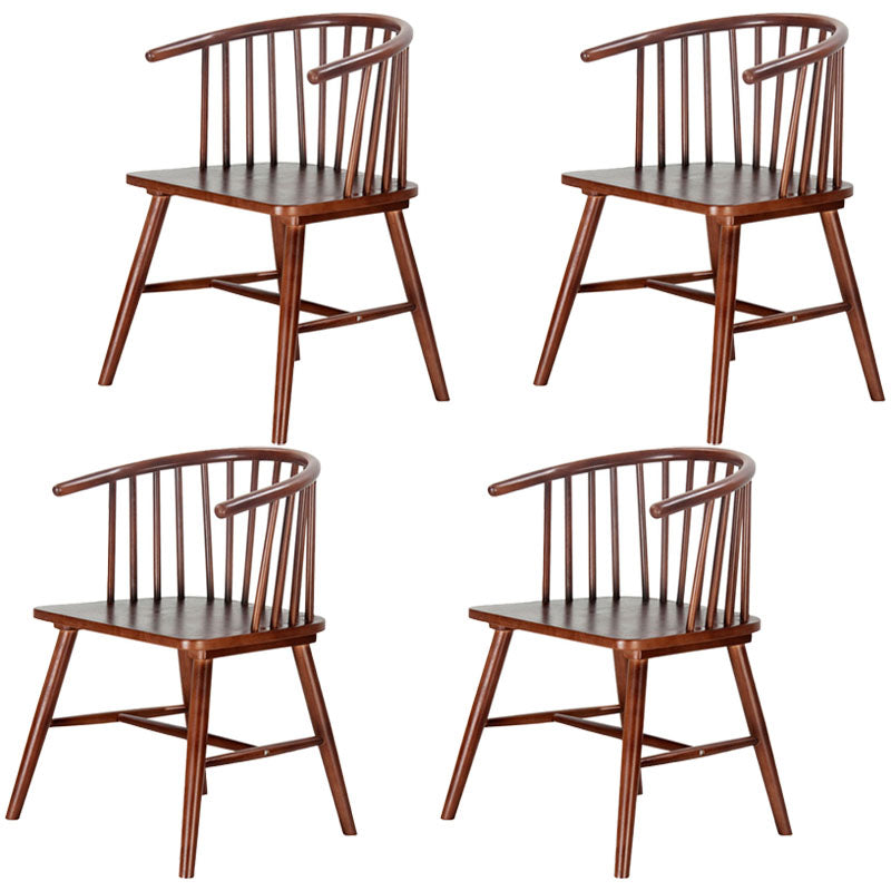 Modern Rubberwood Windsor Back Arm Chair Matte Finish Upholstered Dining Chair Wood Walnut Set of 4 Clearhalo ' kitchen&dining_furn' 'Dining Chairs' 'Dining Tables & Seating' 'dining_chair' 'Furniture' 'furniture_dining_chair' 'Kitchen & Dining Furniture' 'kitchen' 4656309