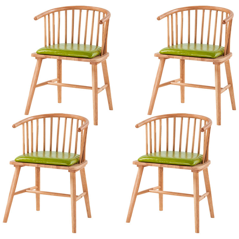Modern Rubberwood Windsor Back Arm Chair Matte Finish Upholstered Dining Chair Green Natural Wood Set of 4 Clearhalo ' kitchen&dining_furn' 'Dining Chairs' 'Dining Tables & Seating' 'dining_chair' 'Furniture' 'furniture_dining_chair' 'Kitchen & Dining Furniture' 'kitchen' 4656313