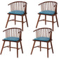 Modern Rubberwood Windsor Back Arm Chair Matte Finish Upholstered Dining Chair Blue Walnut Set of 4 Clearhalo ' kitchen&dining_furn' 'Dining Chairs' 'Dining Tables & Seating' 'dining_chair' 'Furniture' 'furniture_dining_chair' 'Kitchen & Dining Furniture' 'kitchen' 4656316