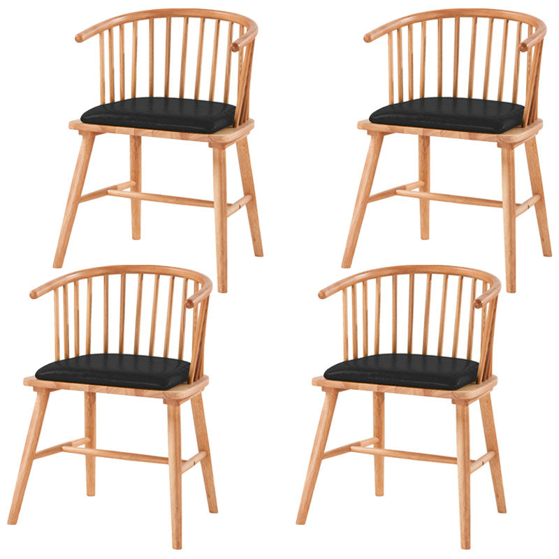 Modern Rubberwood Windsor Back Arm Chair Matte Finish Upholstered Dining Chair Black Natural Wood Set of 4 Clearhalo ' kitchen&dining_furn' 'Dining Chairs' 'Dining Tables & Seating' 'dining_chair' 'Furniture' 'furniture_dining_chair' 'Kitchen & Dining Furniture' 'kitchen' 4656325