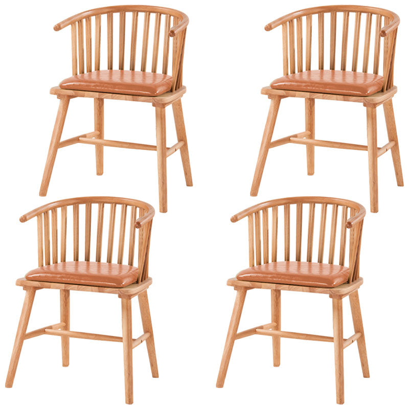 Modern Rubberwood Windsor Back Arm Chair Matte Finish Upholstered Dining Chair Brown Natural Wood Set of 4 Clearhalo ' kitchen&dining_furn' 'Dining Chairs' 'Dining Tables & Seating' 'dining_chair' 'Furniture' 'furniture_dining_chair' 'Kitchen & Dining Furniture' 'kitchen' 4656327