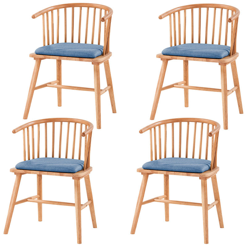 Modern Rubberwood Windsor Back Arm Chair Matte Finish Upholstered Dining Chair Blue Natural Wood Set of 4 Clearhalo ' kitchen&dining_furn' 'Dining Chairs' 'Dining Tables & Seating' 'dining_chair' 'Furniture' 'furniture_dining_chair' 'Kitchen & Dining Furniture' 'kitchen' 4656328