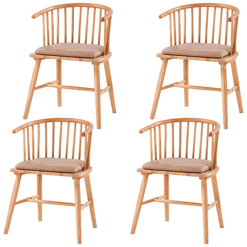 Modern Rubberwood Windsor Back Arm Chair Matte Finish Upholstered Dining Chair Khaki Natural Wood Set of 4 Clearhalo ' kitchen&dining_furn' 'Dining Chairs' 'Dining Tables & Seating' 'dining_chair' 'Furniture' 'furniture_dining_chair' 'Kitchen & Dining Furniture' 'kitchen' 4656329