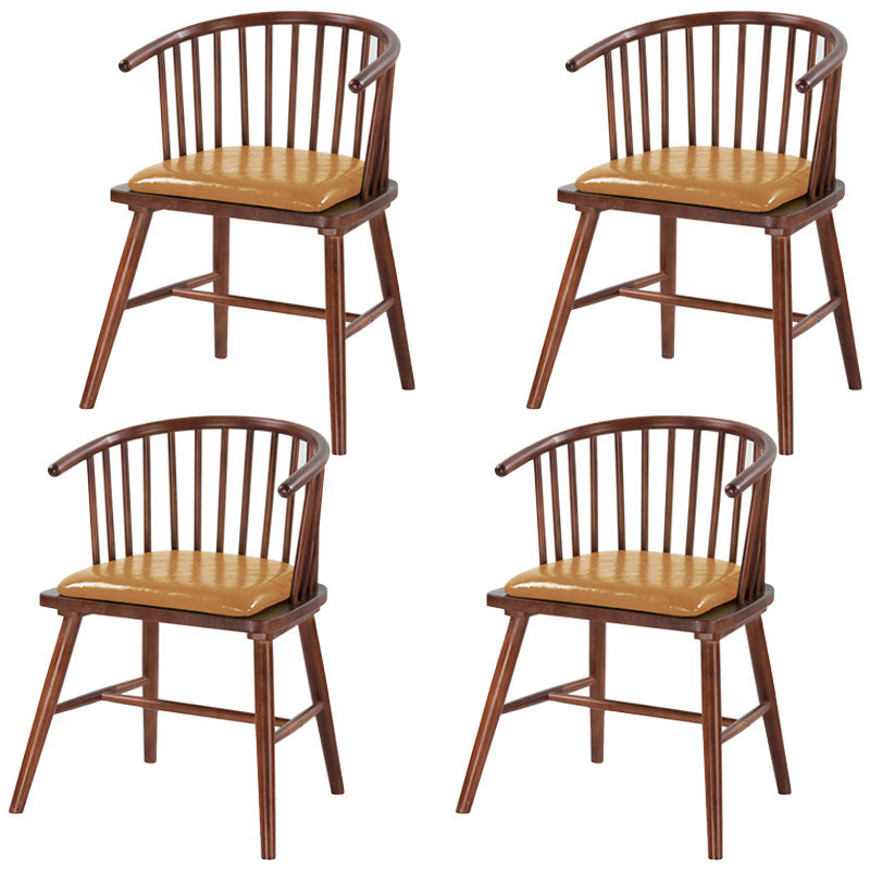 Modern Rubberwood Windsor Back Arm Chair Matte Finish Upholstered Dining Chair Brown Walnut Set of 4 Clearhalo ' kitchen&dining_furn' 'Dining Chairs' 'Dining Tables & Seating' 'dining_chair' 'Furniture' 'furniture_dining_chair' 'Kitchen & Dining Furniture' 'kitchen' 4656331