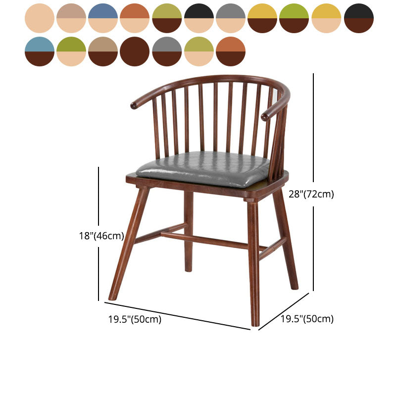 Modern Rubberwood Windsor Back Arm Chair Matte Finish Upholstered Dining Chair Clearhalo ' kitchen&dining_furn' 'Dining Chairs' 'Dining Tables & Seating' 'dining_chair' 'Furniture' 'furniture_dining_chair' 'Kitchen & Dining Furniture' 'kitchen' 4656332