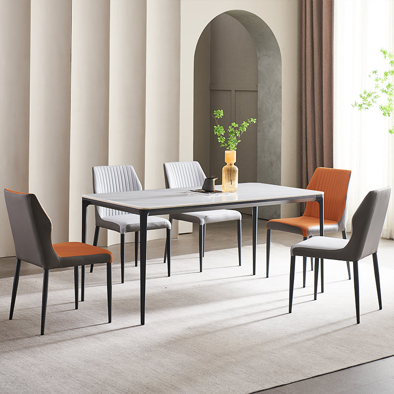 Modern 1/4/5/6/7 Pieces Dining Set Rectangle White Dining Table Set for Home Use Clearhalo 'Dining Room Sets' 'Dining Tables & Seating' 'dining_room_set' 'furn' 'furn_dining_room_set' 'Furniture' 'furniture_dining_room_set' 'Kitchen & Dining Furniture' 'kitchen&dining_furn' 'kitchen' 4656336