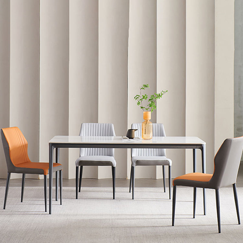Modern 1/4/5/6/7 Pieces Dining Set Rectangle White Dining Table Set for Home Use 5 Pieces: Table, 4 Chairs Clearhalo 'Dining Room Sets' 'Dining Tables & Seating' 'dining_room_set' 'furn' 'furn_dining_room_set' 'Furniture' 'furniture_dining_room_set' 'Kitchen & Dining Furniture' 'kitchen&dining_furn' 'kitchen' 4656343