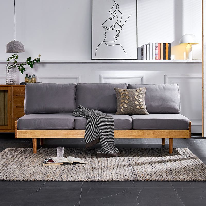 Contemporary Slipcovered Faux Leather Sofa Armless Sofa with Loose Back 71"L x 31"W x 31"H Grey Clearhalo 'furn' 'furn_sofas' 'Furniture' 'furniture_sofas' 'kitchen' 'kitchen_sofas' 'Living Room Furniture' 'Sofa' 'sofas' 4657341