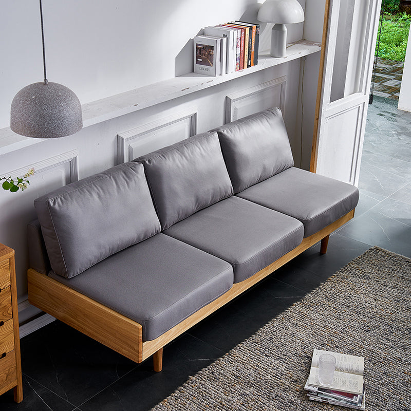 Contemporary Slipcovered Faux Leather Sofa Armless Sofa with Loose Back 82.5"L x 31.5"W x 31.5"H Grey Clearhalo 'furn' 'furn_sofas' 'Furniture' 'furniture_sofas' 'kitchen' 'kitchen_sofas' 'Living Room Furniture' 'Sofa' 'sofas' 4657343