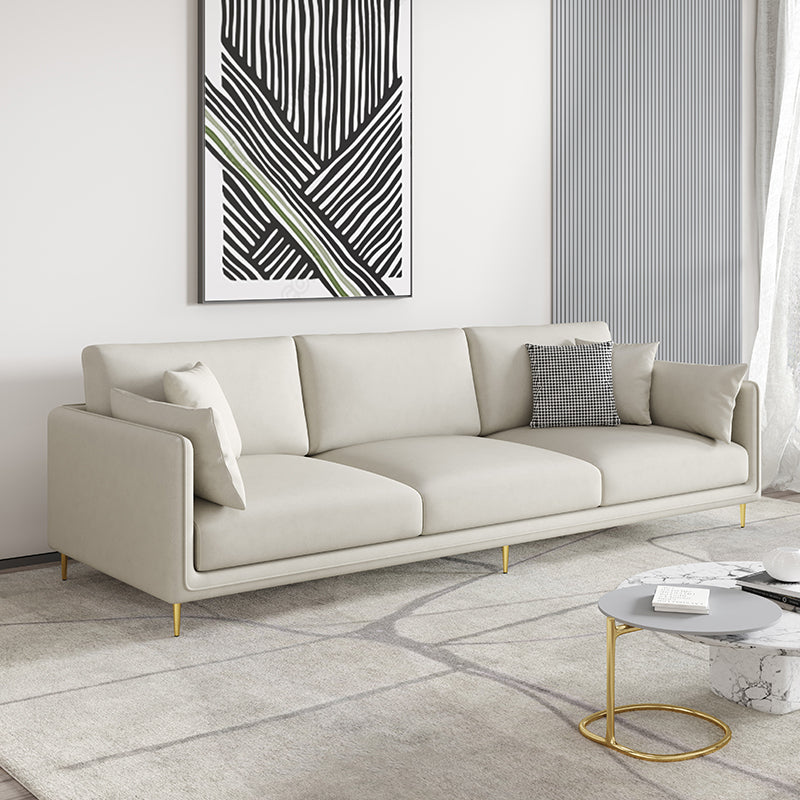 3-seater Contemporary 33.86"H Faux Leather Anti-water Square Arm Sofa White Latex Clearhalo 'furn' 'furn_sofas' 'Furniture' 'furniture_sofas' 'kitchen' 'kitchen_sofas' 'Living Room Furniture' 'Sofa' 'sofas' 4657362