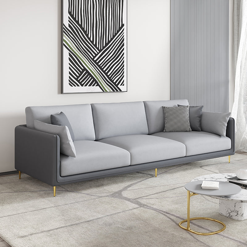 3-seater Contemporary 33.86"H Faux Leather Anti-water Square Arm Sofa Black Gray Clearhalo 'furn' 'furn_sofas' 'Furniture' 'furniture_sofas' 'kitchen' 'kitchen_sofas' 'Living Room Furniture' 'Sofa' 'sofas' 4657368