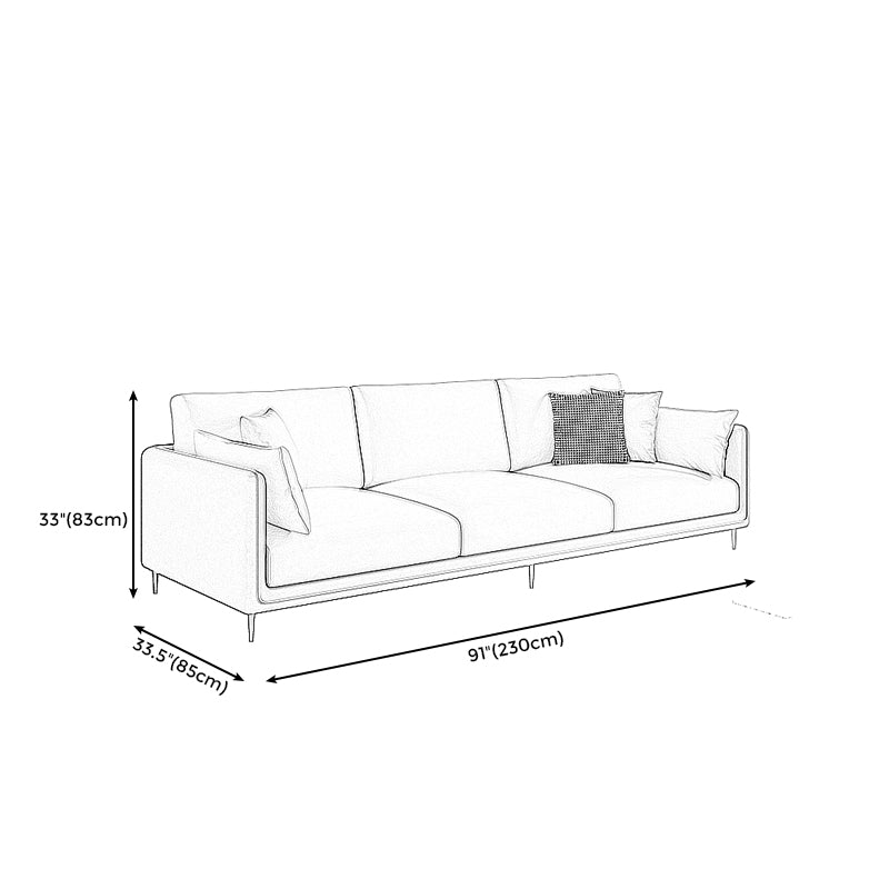 3-seater Contemporary 33.86"H Faux Leather Anti-water Square Arm Sofa Clearhalo 'furn' 'furn_sofas' 'Furniture' 'furniture_sofas' 'kitchen' 'kitchen_sofas' 'Living Room Furniture' 'Sofa' 'sofas' 4657371