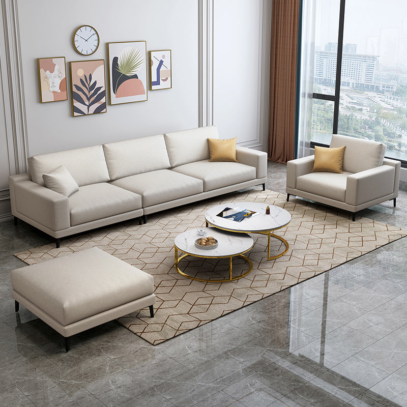 Loose Back Faux Leather Square Arm Sofa with Waterproof and Stain Resistant Clearhalo 'furn' 'furn_sofas' 'Furniture' 'furniture_sofas' 'kitchen' 'kitchen_sofas' 'Living Room Furniture' 'Sofa' 'sofas' 4657372