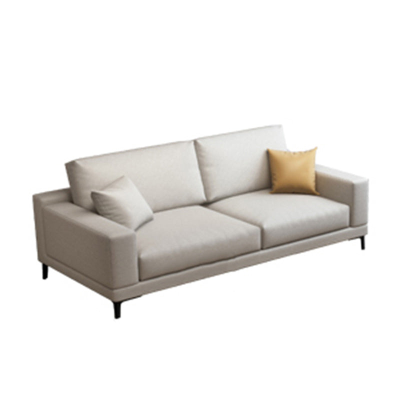 Loose Back Faux Leather Square Arm Sofa with Waterproof and Stain Resistant 68"L x 33"W x 35"H Off-White Clearhalo 'furn' 'furn_sofas' 'Furniture' 'furniture_sofas' 'kitchen' 'kitchen_sofas' 'Living Room Furniture' 'Sofa' 'sofas' 4657383