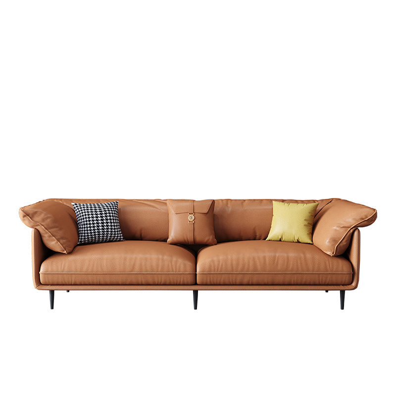 Faux Leather 72"High Wooden Tuxedo Arm Sewn Pillow Back Sofa, Living Room Clearhalo 'furn' 'furn_sofas' 'Furniture' 'furniture_sofas' 'kitchen' 'kitchen_sofas' 'Living Room Furniture' 'Sofa' 'sofas' 4657395