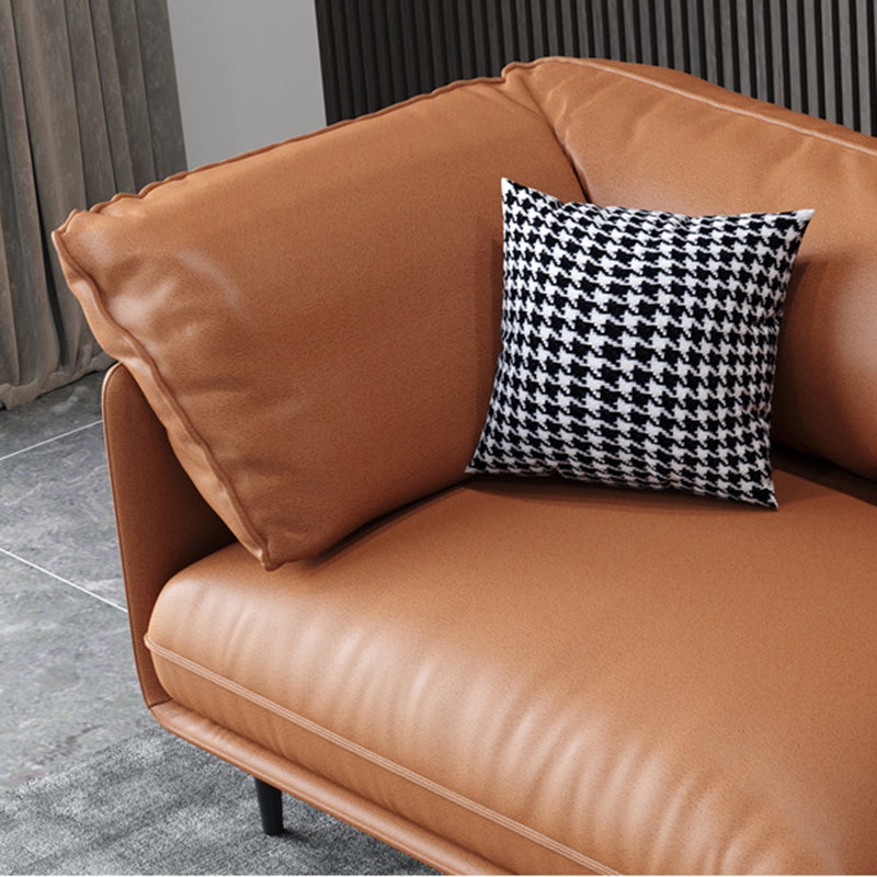 Faux Leather 72"High Wooden Tuxedo Arm Sewn Pillow Back Sofa, Living Room Clearhalo 'furn' 'furn_sofas' 'Furniture' 'furniture_sofas' 'kitchen' 'kitchen_sofas' 'Living Room Furniture' 'Sofa' 'sofas' 4657396