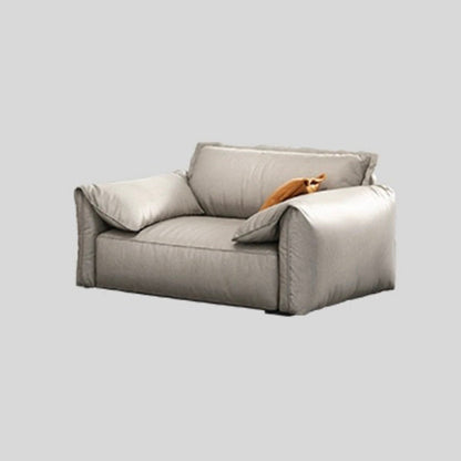Pillow Armrest Down/latex Upholstery Imitation Leather Upholstery Beige Rectangular Sofa 47"L x41.5"W x 33.5"H Clearhalo 'furn' 'furn_sofas' 'Furniture' 'furniture_sofas' 'kitchen' 'kitchen_sofas' 'Living Room Furniture' 'Sofa' 'sofas' 4657403