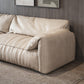 Pillow Armrest Down/latex Upholstery Imitation Leather Upholstery Beige Rectangular Sofa Clearhalo 'furn' 'furn_sofas' 'Furniture' 'furniture_sofas' 'kitchen' 'kitchen_sofas' 'Living Room Furniture' 'Sofa' 'sofas' 4657405