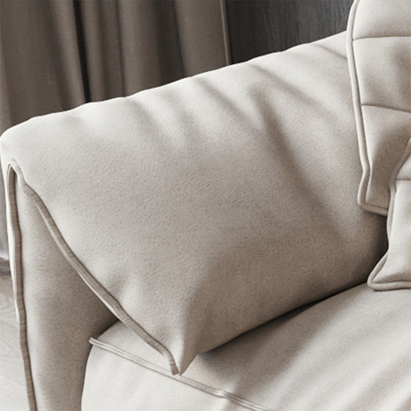 Pillow Armrest Down/latex Upholstery Imitation Leather Upholstery Beige Rectangular Sofa Clearhalo 'furn' 'furn_sofas' 'Furniture' 'furniture_sofas' 'kitchen' 'kitchen_sofas' 'Living Room Furniture' 'Sofa' 'sofas' 4657406