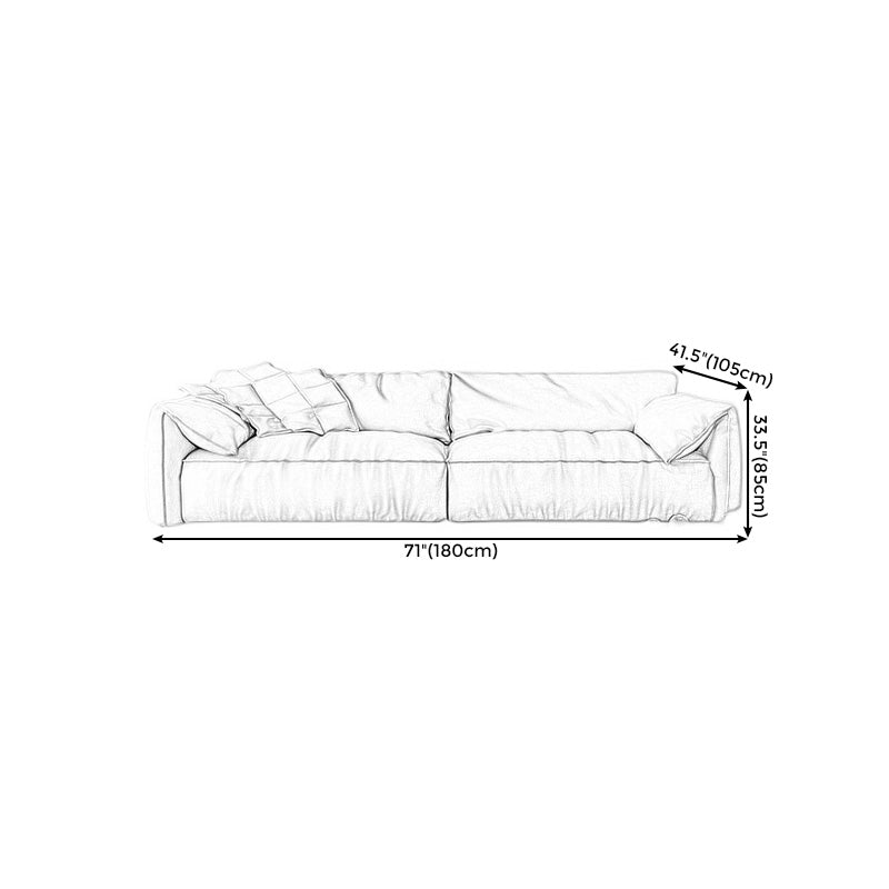 Pillow Armrest Down/latex Upholstery Imitation Leather Upholstery Beige Rectangular Sofa Clearhalo 'furn' 'furn_sofas' 'Furniture' 'furniture_sofas' 'kitchen' 'kitchen_sofas' 'Living Room Furniture' 'Sofa' 'sofas' 4657407