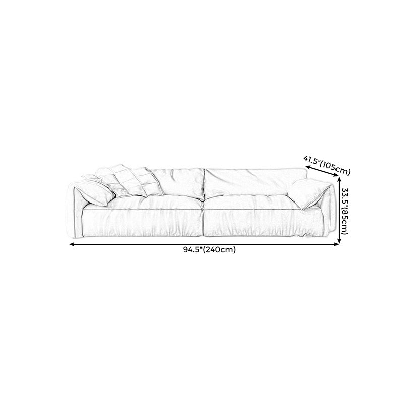 Pillow Armrest Down/latex Upholstery Imitation Leather Upholstery Beige Rectangular Sofa Clearhalo 'furn' 'furn_sofas' 'Furniture' 'furniture_sofas' 'kitchen' 'kitchen_sofas' 'Living Room Furniture' 'Sofa' 'sofas' 4657409