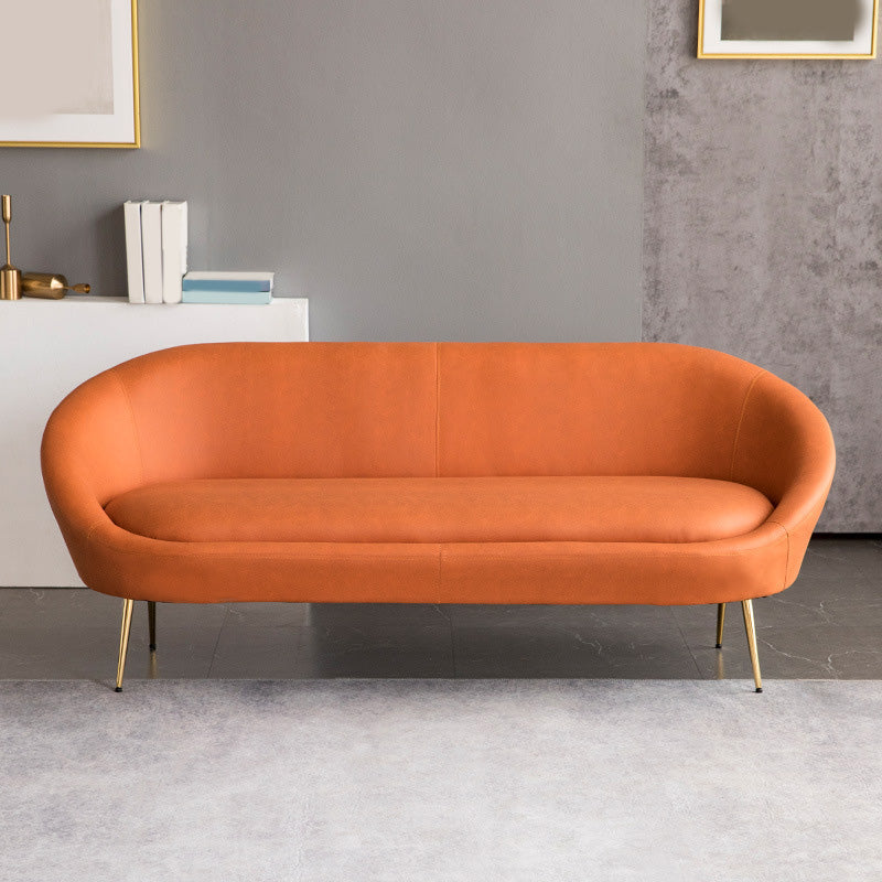Faux Leather Sofa Mid Century Modern 30.31" High Curved Sofa Clearhalo 'furn' 'furn_sofas' 'Furniture' 'furniture_sofas' 'kitchen' 'kitchen_sofas' 'Living Room Furniture' 'Sofa' 'sofas' 4657411