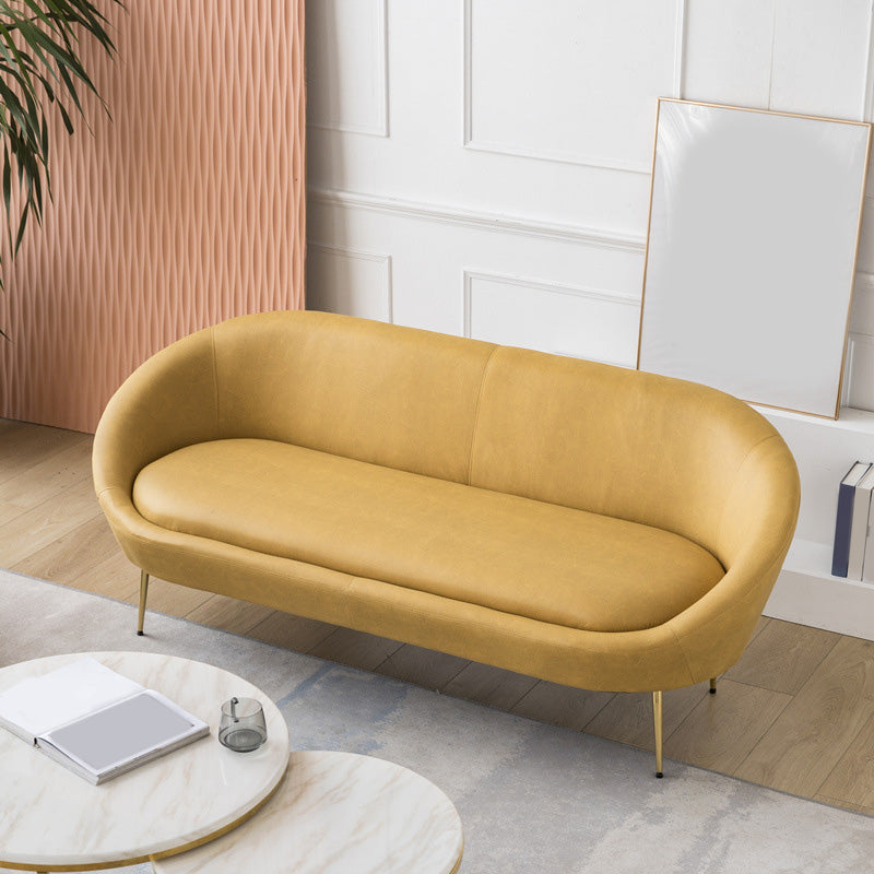 Faux Leather Sofa Mid Century Modern 30.31" High Curved Sofa Clearhalo 'furn' 'furn_sofas' 'Furniture' 'furniture_sofas' 'kitchen' 'kitchen_sofas' 'Living Room Furniture' 'Sofa' 'sofas' 4657414