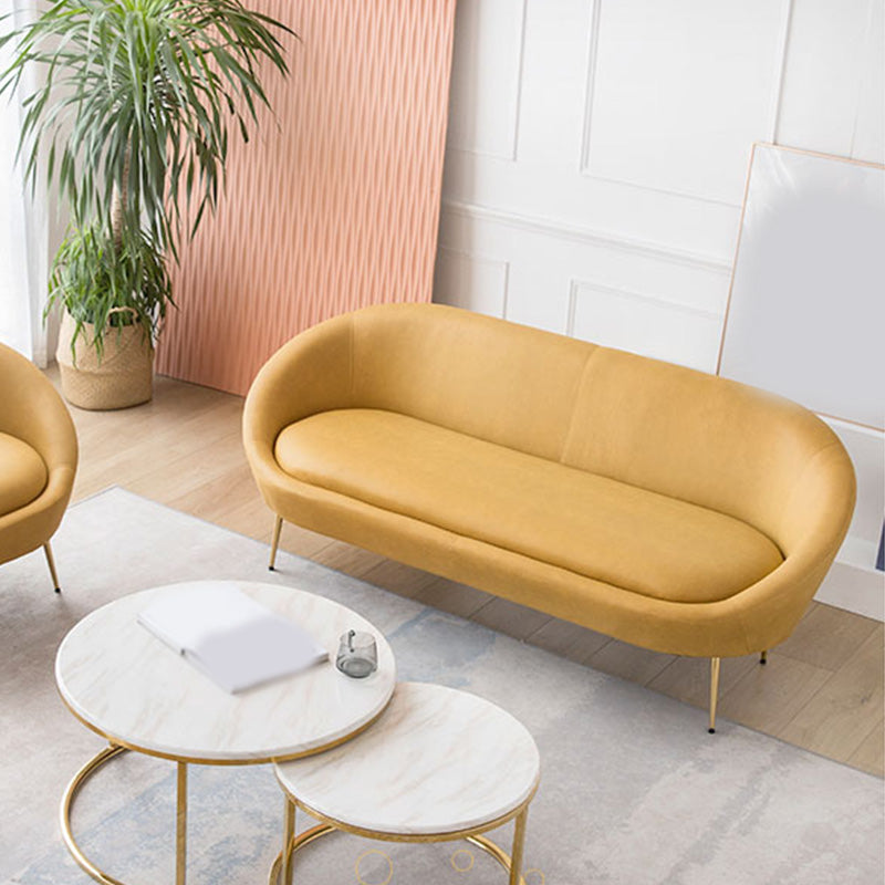 Faux Leather Sofa Mid Century Modern 30.31" High Curved Sofa Clearhalo 'furn' 'furn_sofas' 'Furniture' 'furniture_sofas' 'kitchen' 'kitchen_sofas' 'Living Room Furniture' 'Sofa' 'sofas' 4657416