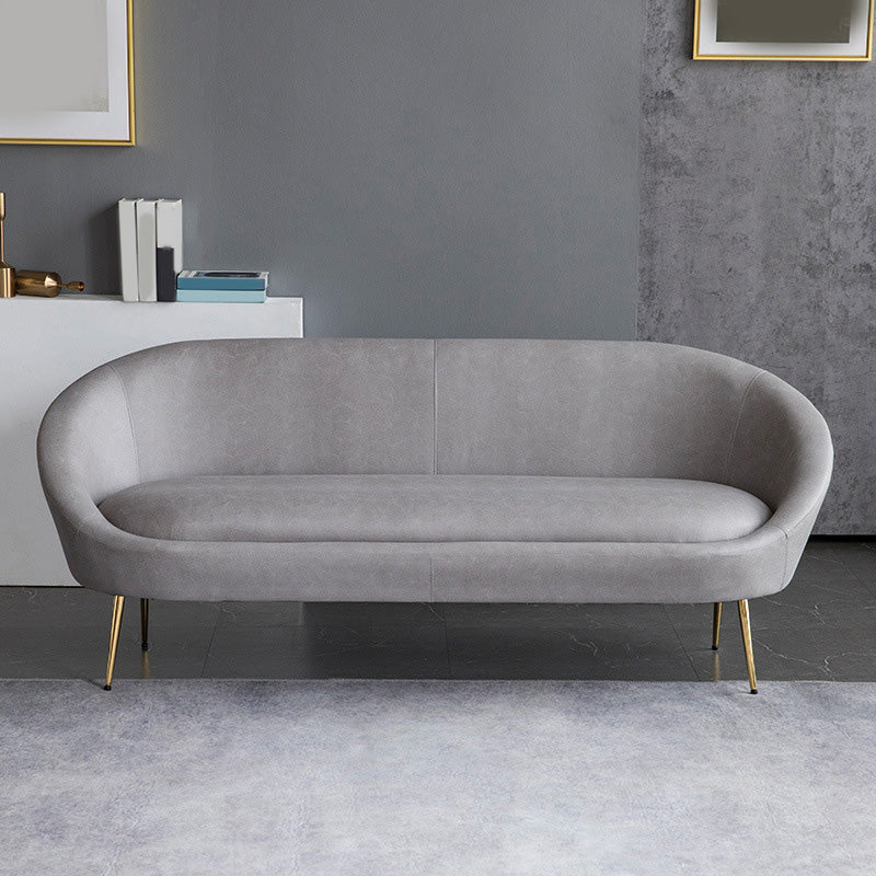 Faux Leather Sofa Mid Century Modern 30.31" High Curved Sofa Light Gray Clearhalo 'furn' 'furn_sofas' 'Furniture' 'furniture_sofas' 'kitchen' 'kitchen_sofas' 'Living Room Furniture' 'Sofa' 'sofas' 4657417