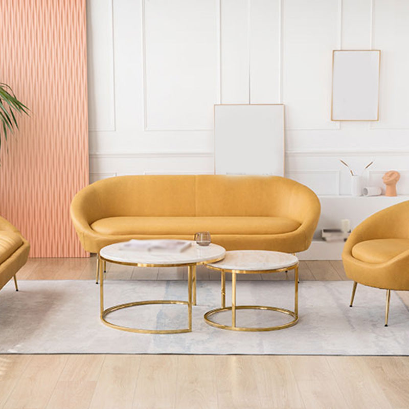 Faux Leather Sofa Mid Century Modern 30.31" High Curved Sofa Clearhalo 'furn' 'furn_sofas' 'Furniture' 'furniture_sofas' 'kitchen' 'kitchen_sofas' 'Living Room Furniture' 'Sofa' 'sofas' 4657418