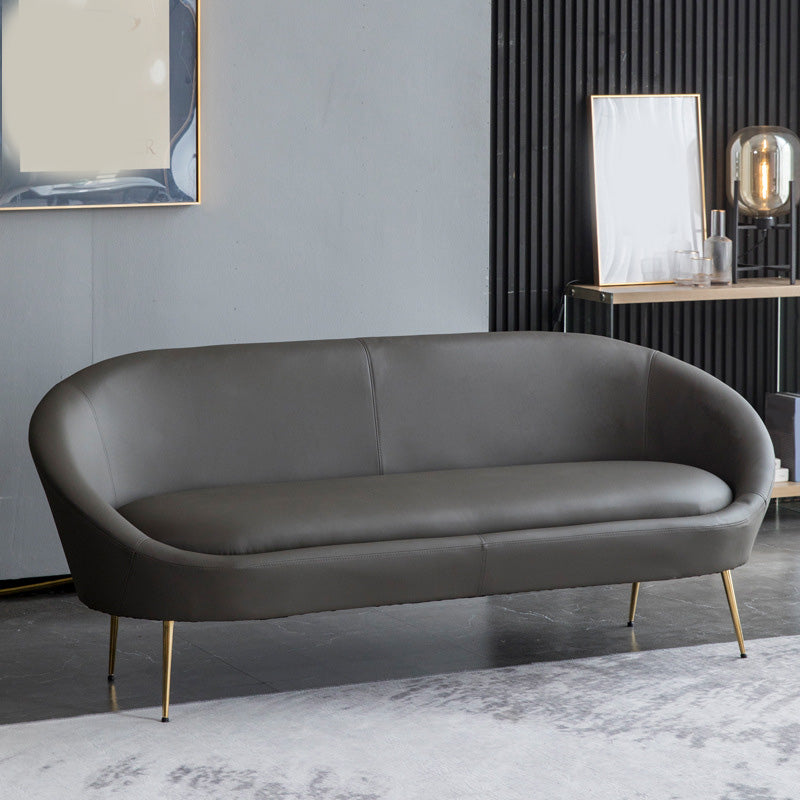 Faux Leather Sofa Mid Century Modern 30.31" High Curved Sofa Dark Gray Clearhalo 'furn' 'furn_sofas' 'Furniture' 'furniture_sofas' 'kitchen' 'kitchen_sofas' 'Living Room Furniture' 'Sofa' 'sofas' 4657420